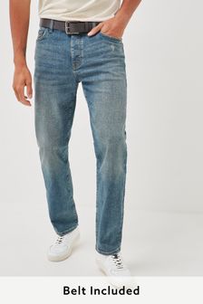 Vintage Indigo Straight Fit Belted Jeans (267270) | CA$84