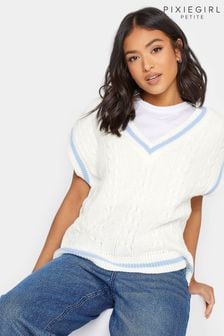 PixieGirl Petite White Cricket Knitted Sweater Vest (267612) | LEI 161