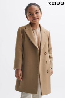 Reiss Camel Harlow Senior Mid Length Wool Blend Coat (267893) | AED850