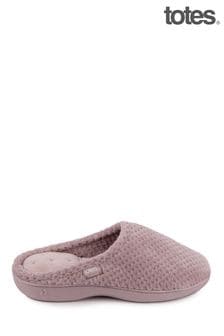 Pink - Totes Isotoner Popcorn Terry Mules Slippers (268403) | kr400
