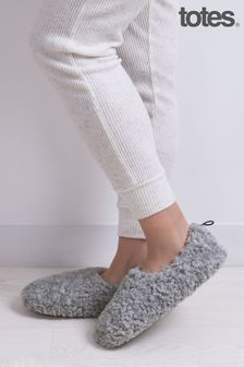 Totes Grey Ladies Faux Fur Full Back Slippers (271026) | HK$288