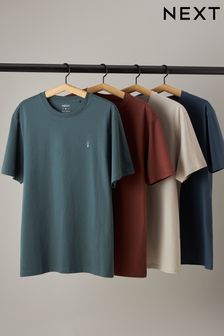 Modra/svetlo siva/rjava/zelena - Standardni kroj - Komplet 4 majic s kratkimi rokavi (271152) | €33
