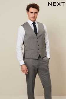 Light Grey Textured Wool Suit: Waistcoat (271399) | $78