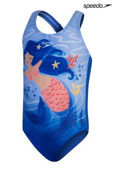 Speedo Girls Blue Digital Printed Swimsuit (271661) | $22
