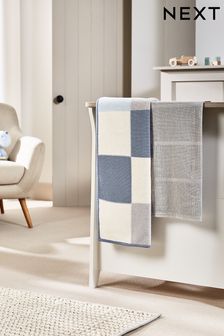 Blue Knitted Patch Baby Blanket (271918) | CHF 29