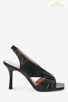 Black Signature Leather Twist Detail Sandals (272157) | 71 €