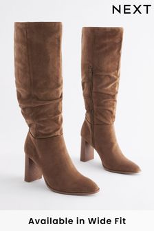 Tan Brown Forever Comfort® Knee High Slouch Heel Boots (272474) | 2,322 UAH
