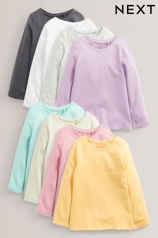 Multicolour - 8 Pack Cotton Long Sleeve T-shirts (3mths-7yrs) (272521) | BGN63 - BGN86