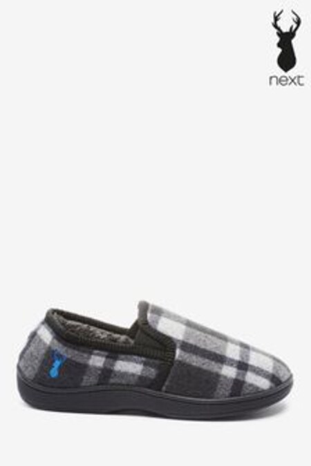 Grey Check Closed Back Slippers (272538) | kr209