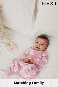 Pink/White Christmas Baby Cotton Sleepsuit (0mths-2yrs) (272785) | 9 € - 11 €