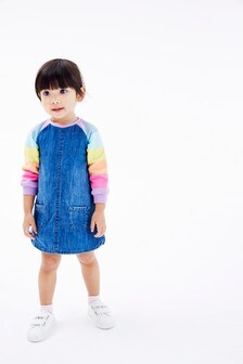 Pastel Stripe Rainbow Raglan Denim Dress (3mths-7yrs) (272790) | €7 - €8