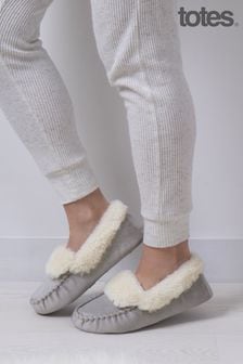 Totes Grey Ladies Sparkle Moccasin Slippers (274808) | 40 €