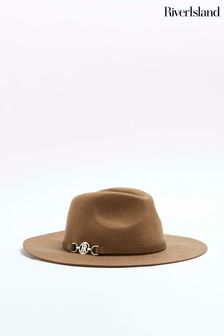 Brązowy - River Island Wool Fedora Hat (275178) | 80 zł