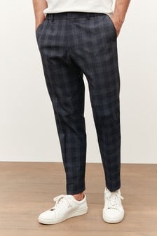 Navy Blue Slim Tapered Check Motion Flex Co-Ord: Joggers (275245) | ₪ 143