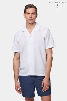 Biały - Koszula z krótkim rękawem Peckham Rye z kory z kołnierzykiem typu revere (275774) | 220 zł