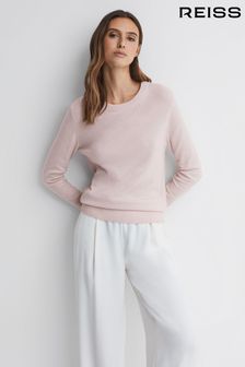Reiss Light Pink Addison Wool Blend Crew Neck Jumper (275876) | kr1,272