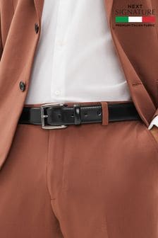 Black Signature Italian Leather Brogue Detail Belt (275952) | €9