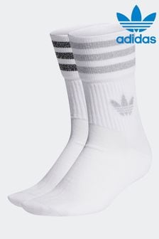 adidas Originals Grey/White Mid Cut Glitter Crew Socks 2 Pairs (276008) | SGD 25