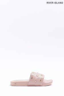 River Island Pink Girls Heart Quilt Sliders (276145) | €8.50