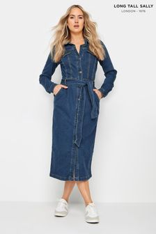 Long Tall Sally Blue Denim Button Through Midi Dress (276377) | ₪ 216