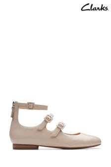 Clarks Natural Leather Fawna Strap Shoes (276509) | LEI 477