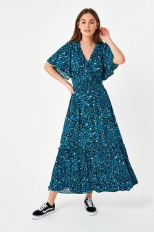 Robe cache-cœur à volants