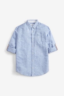 Linen Blend Roll Sleeve Shirt