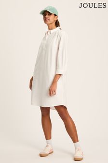Joules Marlowe White Dress with Shirt/ Nehru Collar (277514) | $103