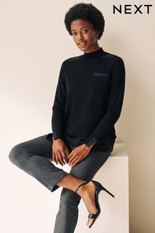 Črna - Večslojni pulover z zakovicami in visokim ovratnikom (277565) | €17