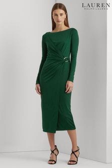 Lauren Ralph Lauren Green Jersey Long Sleeve Cocktail Dress (277747) | kr3,362