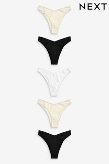 Black/White/Nude - Cotton Knickers 5 Pack (278293) | BGN22