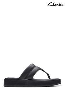 Clarks Black Leather Alda Walk Sandals (278453) | €110