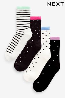 Black/White Cushion Sole Ankle Socks 4 Pack (278870) | AED48