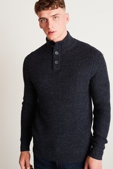 Marineblau - Pullover mit Knopfleiste und Zierknoten (279194) | CHF 38