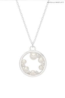 Estella Bartlett Silver Circle Pearl Cubic Zirconia Necklace (279455) | LEI 173