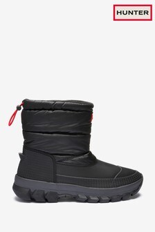 Hunter Black Insulated Short Snow Boots