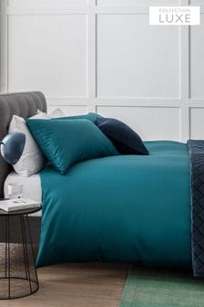 Dark Teal Blue Collection Luxe 400 Thread Count 100% Egyptian Cotton Sateen Duvet Cover And Pillowcase Set (279998) | ₪ 164 - ₪ 269