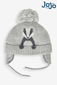 JoJo Maman Bébé Grey Badger Appliqué Hat (280647) | €26