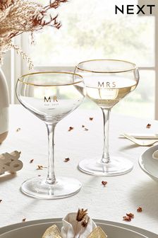 Set of 2 Gold Est In Wedding Champagne Coupe Glasses (281941) | kr260
