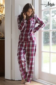 Purpuriu multi - Set cadou pijama comodă din bumbac Verificare bumbac pieptănat Pour Moi (282508) | 269 LEI