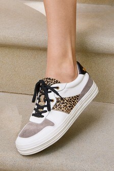 Baskets Signature en cuir style rétro à lacets