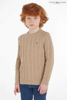 Коричневый детский свитер с узором "косица" Tommy Hilfiger (282962) | €69 - €82
