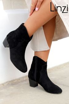 Linzi Black Josie Western Style Ankle Boots With Pointed Toe (283420) | €64