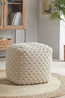 Natural Knitted Bobble Cube Pouffe (284146) | OMR36