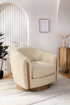 Soft Cosy Boucle Mid Natural Layne Swivel Accent Chair (284248) | €580