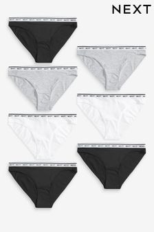 Monochrome High Leg Cotton Rich Logo Knickers 7 Pack (284425) | $36