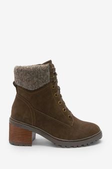 Chocolate Brown Regular/Wide Fit Forever Comfort® Knit Top Lace-Up Boots (284483) | $83