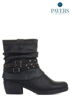 Pavers Black Ladies Slouch Fit Ankle Boots (285331) | ₪ 186