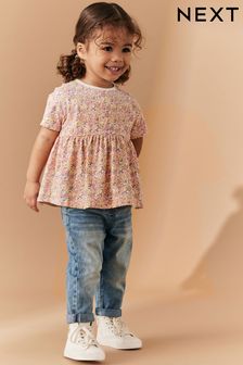 ピンク フローラル小花柄 - 半袖 Empire Tシャツ (3 ヶ月～7 歳) (285633) | ￥870 - ￥1,210