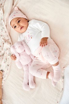 Ensemble 4 pièces motif lapin (0-18 mois)